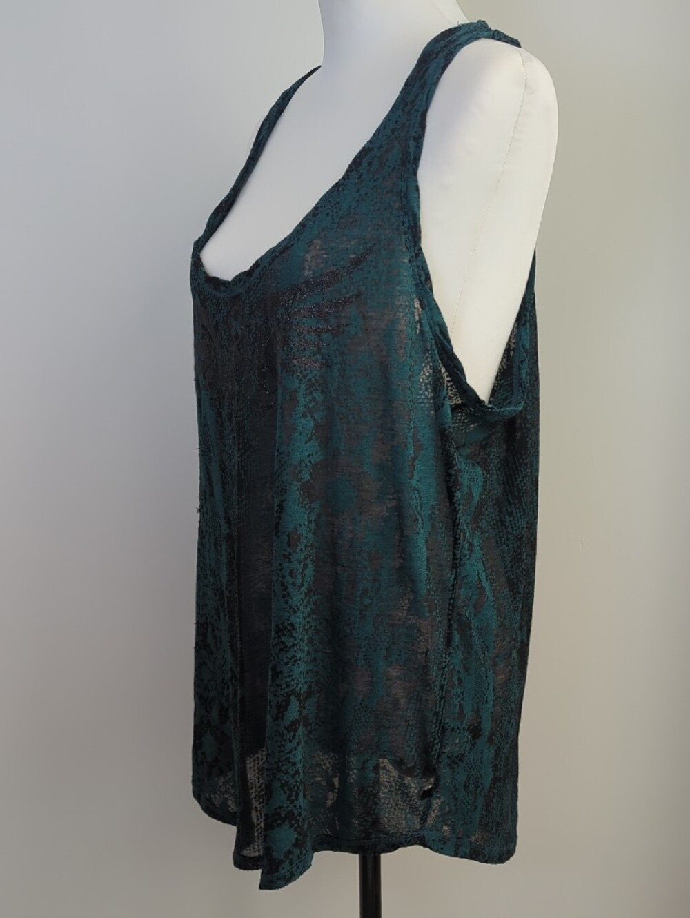 Pair of Rock & Republic Embellished Snakeskin Racerback Tank Tops Teal Maroon - Picture 11 of 16
